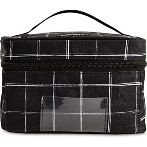 PackIt Freezable Bottle Cooler for Breastmilk and Formula, Black Grid, Built with EcoFreeze® Technology, Collapsible, Reusable, Zip Closure and Top Handle, Fits up to Four, 5 oz Bottles