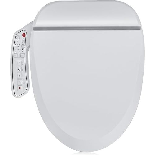 ZMJH ZMA102 Bidet Toilet Seat, Elongated Smart Unlimited Warm Water, Vortex Wash, Electronic Heated, Warm Air Dryer, Rear and Front Wash, LED Light, Need Electricity, White, (Elongated)