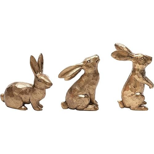 Golden Rabbit Figurines