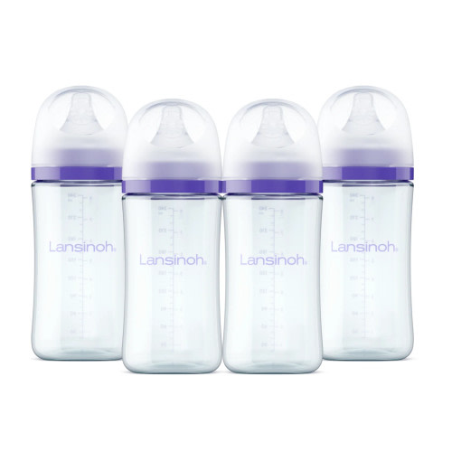 Lansinoh Glass Feeding Bottles - 8 oz, 4 ct