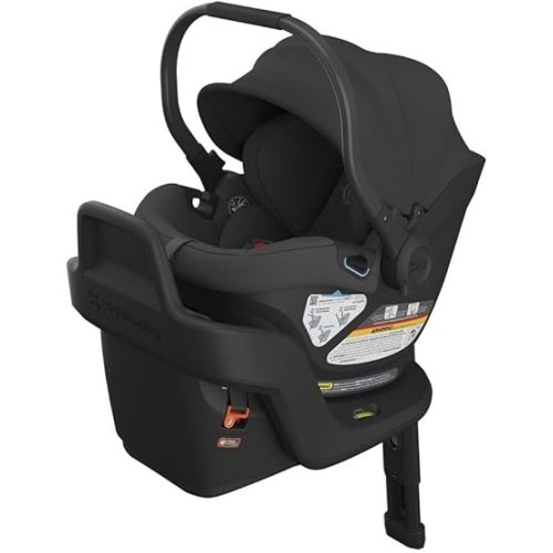 UPPAbaby Aria Lightweight Infant Car Seat/Just Under 6 lbs for Easy Portability/Base with Load Leg + Infant Insert Included/Direct Stroller Attachment/Jake (Charcoal/Black Leather)