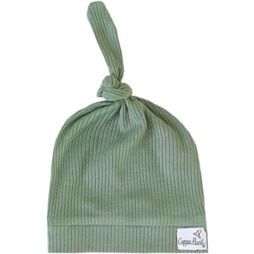 Copper Pearl Baby Beanie Hat Top Knot Stretchy Soft Clover