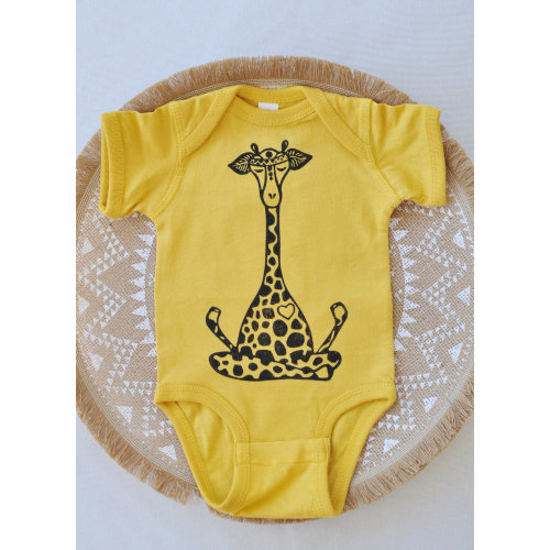 Yoga Giraffe Baby Bodysuit, Hippie Baby Clothes, Yoga baby Wear — Hippie Baby Co