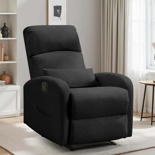 Korser Small Recliner Chair for Small Spaces Linen with Lumbar Pillow for Living Room,Black