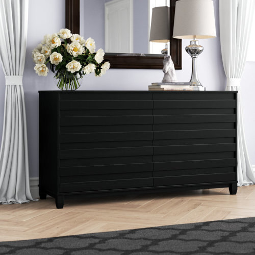Alsey 6 Drawer 58" W Solid Wood Double Dresser
