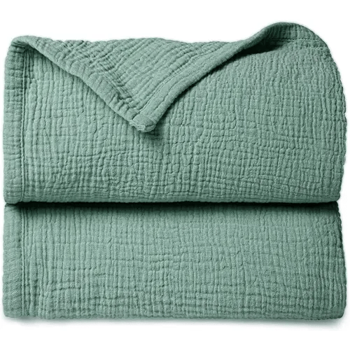 Lulu moon Muslin Quilt Blanket, Crib Blanket for Baby and Toddler,47x47 Inches(Lotus Leaf)