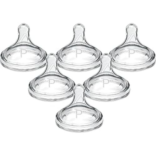 Dr. Brown's Natural Flow Preemie Flow Wide-Neck Baby Bottle Silicone Nipple, Slowest Flow, 0m+, 100% Silicone Bottle Nipple, 6 Pack