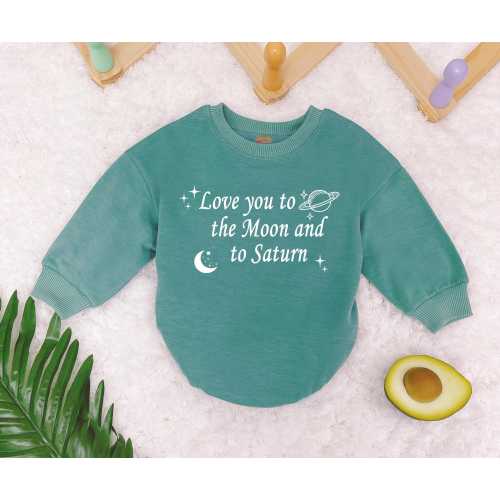Love You To The Moon And To Saturn Baby Romper Sweater, Moon & Saturn Baby Bodysuit, First Birthday Romper, Trendy Baby Outfit