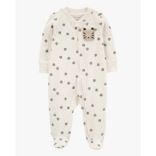 Baby Paw Print 2-Way Zip Cotton Sleep & Play Pajamas - Carter's | Carter's