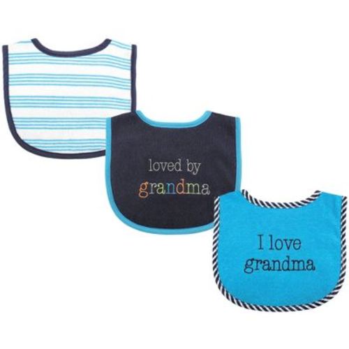 Luvable Friends Baby Boy Cotton Drooler Bibs with Fiber Filling 3pk, Boy Grandma, One Size