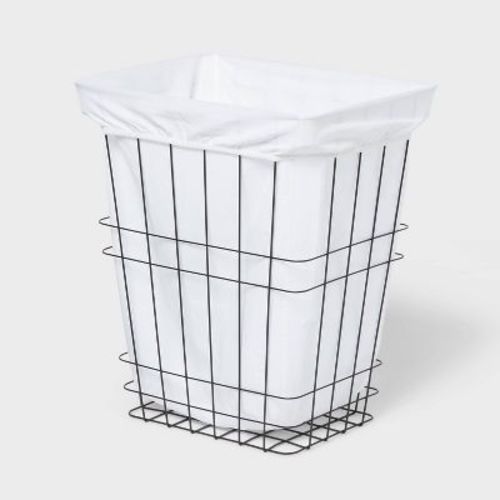 Rectangle Wire Laundry Hamper with Liner - Brightroom™: Black Metal Clothes Sorter, 7000 Volume, No Assembly Needed