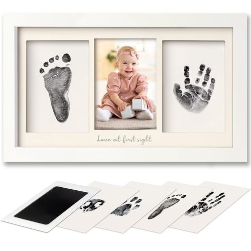 Inkless Hand and Footprint Kit, Boy, Girl, Newborn Keepsake - No Mess Ink Pad for Baby Handprint, Clean Touch Paw Print Kit for Dog Picture Frame,Personalized Baby Christmas Shower Gifts(Alpine White)