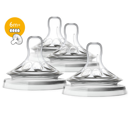 Philips Avent Natural Baby Bottle Fast Flow Nipple, 6M+, 4pk, SCF654/43