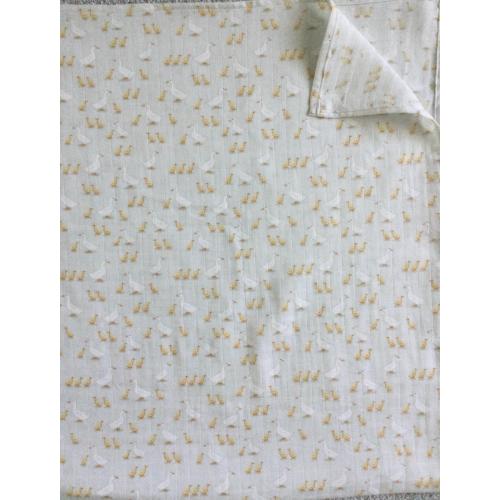 Goose and goslings on grey gauze baby blanket, Grey swaddle blanket, Nursing cover, Farm theme gauze summer throw