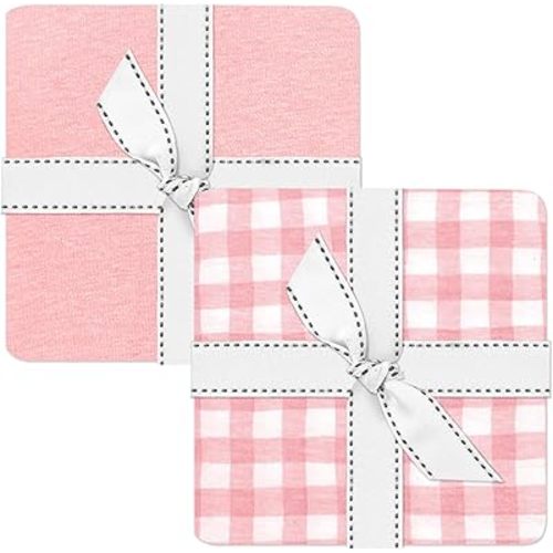 Butterblu Channing 2-Pack Organic Changing Pad Covers 100% Organic Cotton Soft Baby Nursery Diaper Changing Pad Fitted Sheets, Pink, One Size