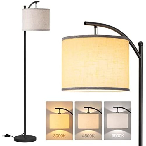 addlon Floor Lamp with 3CCT LED Bulb, Lamp for Living Room with Beige Linen Lamp Shade, Modern Standing Lamp Floor Lamps for Bedrooms - Black