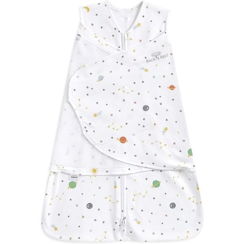 HALO 100% Cotton Sleepsack Swaddle, 3-Way Adjustable Wearable Blanket, TOG 1.5, Space, Small, 3-6 Months