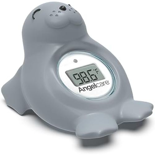 Angelcare Baby Bath & Room Thermometer - Happy Seal, Grey, BT-01-SEAL-US