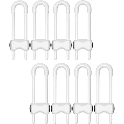 Cabinet Locks for Babies,8 Pack U-Shaped Child Proof Cabinet Locks,Baby Proofing Cabinets,Child Locks for Cabinets,Child Proof Cabinet Latches with Adjustable(White)