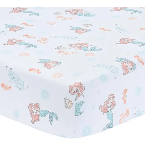 Bedtime Originals Disney Baby The Little Mermaid White Fitted Crib Sheet - Ariel