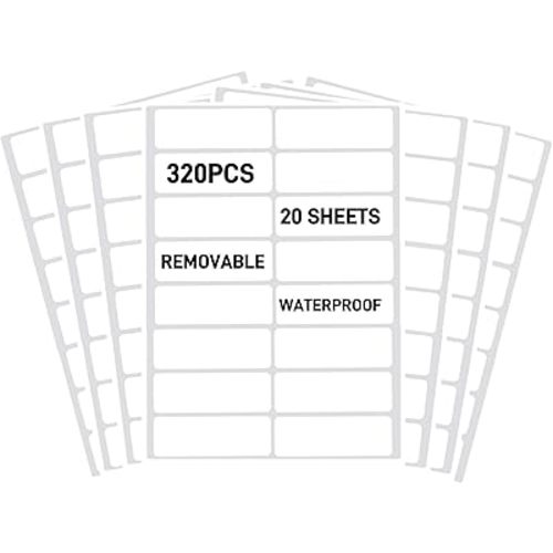 Removable Waterproof Labels for Bottles -320PCS 0.62 x 2.35 inch Organizing Name Labels for Food Containers Blank Nametags for Jars File Folders Small Storage Bin. Only Handwrite