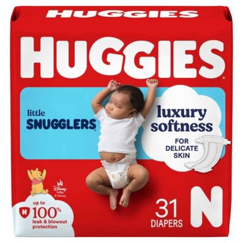 Huggies Little Snugglers Diapers - Newborn - 31ct: Cotton, Umbilical Cord Opening, Wetness Indicator, No Fragrance Added