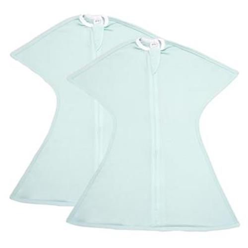 SleepingBaby Zipadee-Zip Swaddle with Zipper Convenience - Baby Swaddle Transition Blanket (Polyester) - Classic Mint - X-Small (3-6 Month) - 2 Pack