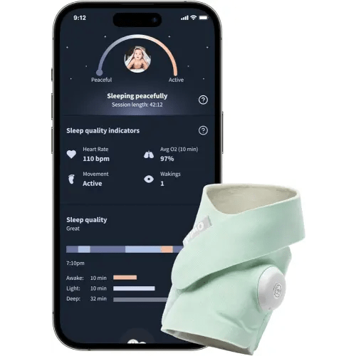 Owlet Dream Sock® - FDA-Cleared Smart Baby Monitor - Track Live Pulse (Heart) Rate, Oxygen in Infants - Receive Notifications - Mint