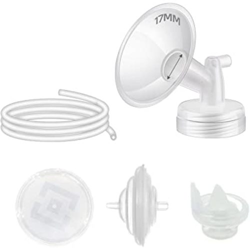 Begical Pump Parts Compatible with Spectra S2 S1 9 Plus Breastpump, Incl 17mm Flange Plug-in Clear Valve Tubing Backflow Protector Flange Cover, Replace Original Spectra Pump Parts or Accessories