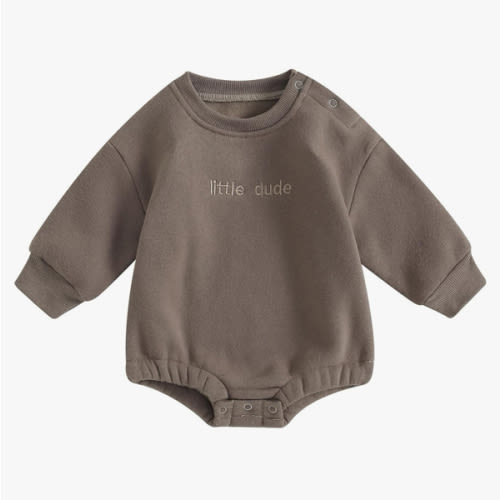 VISGOGO Newborn Infant Baby Boy Girls Oversized Romper Little Dude Sweater Onesie Coming Home Outfit Neutral Clothes