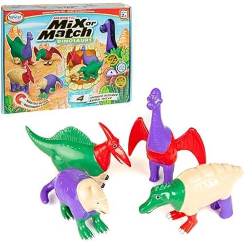 POPULAR PLAYTHINGS Magnetic Mix or Match Dinosaurs Toy Play Set, 12 Pieces
