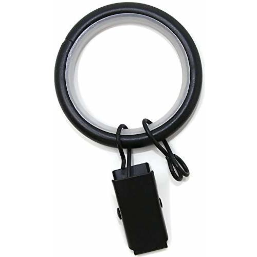 Urbanest 1.25" Quiet Smooth Drapery Curtain Rod Rings for 1" Rod with Clips, Eyelets and Nylon Inserts, 32 Pieces, Matte Black