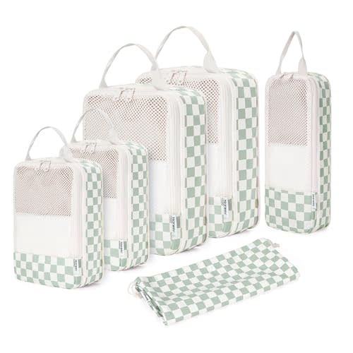 Narwey 6 Set Compression Packing Cubes for Travel Kids Women Carry on, Packing Organizers Bag for Backpack Luggage Suitcase Duffle Bags