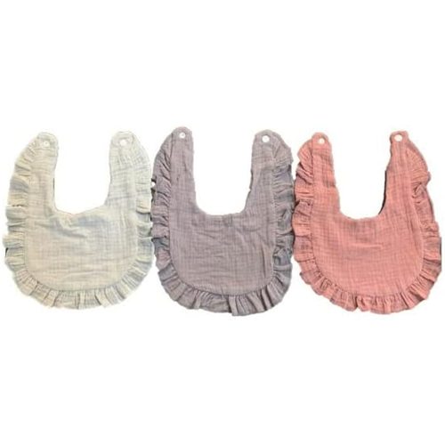 Baby Girl Muslin Ruffle Drooling/Teething Bib 3-Pack