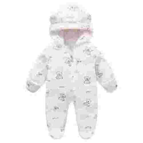 GYRATEDREAM 0-12M Newborn Baby Snowsuit Bear Hooded One Piece Romper Winter Warm Coat Infant Footie Jumpsuit for Girls Boys, 3-6M