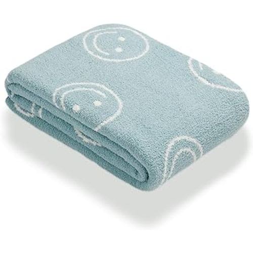 Baby Throw Blankets with Smiley Faces Soft Cozy WarmBlanket for Bed Sofa Travel (Smile,Lake Blue,28"x40")