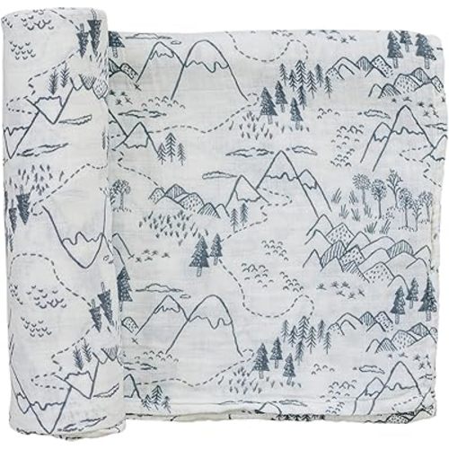 Mebie Baby Summit Muslin Swaddle, Modern and Neutral Swaddle Blanket for Baby Girl or Boy, Soft Baby Blankets, Newborn Swaddle Blanket, 0-3 Month, Comfy Wrap, Baby Essentials & Gifts
