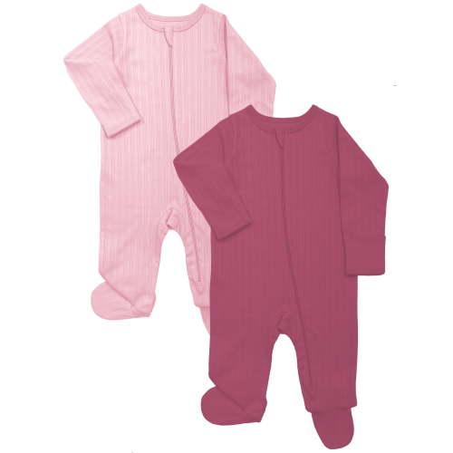 Wonder Nation Baby Gender Neutral Zip Front Footed Sleep N Play Pajamas, 2-Pack, Sizes Preemie-6/9 Months