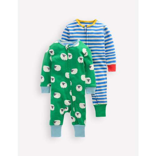 Twin Pack Rompers-Sapling Green Sheep