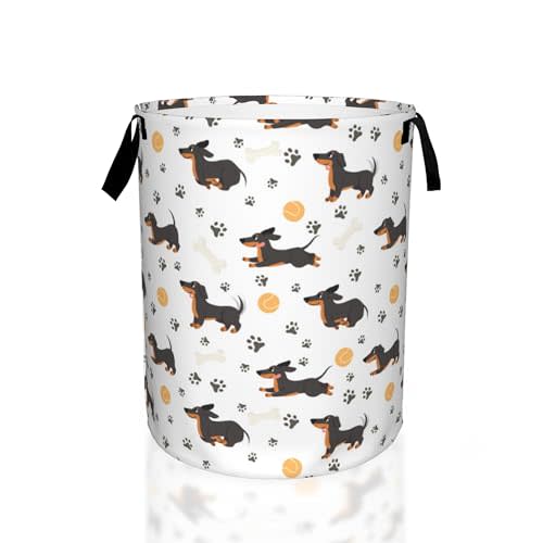 Dachshund Dog Paws Laundry Basket,Waterproof Foldable Laundry Hamper,Dirty Clothes Laundry Basket, Linen Bin Storage Organizer for Toy Collection 16" x 20"