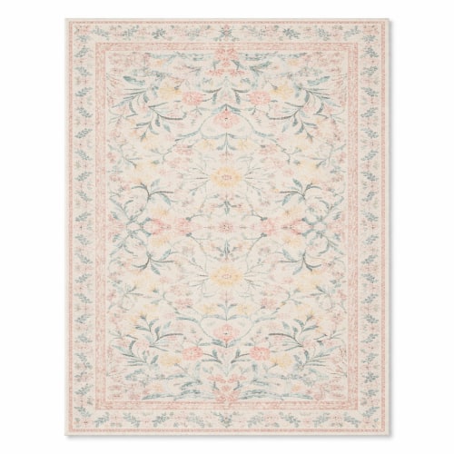 Florielle Floral Vintage Area Rug | Cream Botanical Washable Rug – RugsLoom