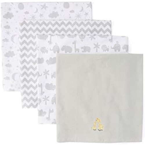 Spasilk Baby 4 Pack 100% Cotton Flannel Receiving Blanket