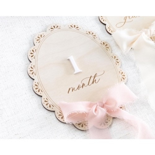 Scallop Lace Milestone Markers, Hospital Name Announcement Sign, Bow Baby Shower, Girl Hello World, She's Here, Photo Prop, Girl Month Cards - Etsy