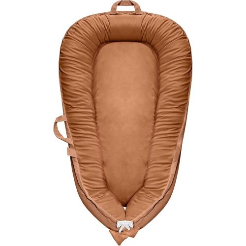 Baby Lounger - Baby Lounger for Newborn 0-24 Months, Baby Nest Breathable & 100% Cotton and Velvet Cover Adjustable Portable Infant Lounger, Co Sleeper for Baby in Bed, Baby Essentials and Gifts