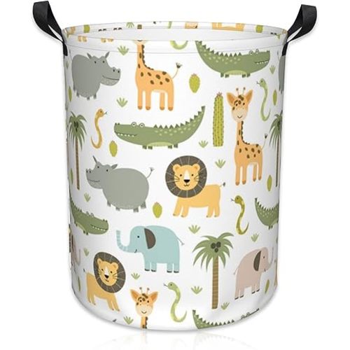 Laundry Basket Cartoon Animal Laundry Hamper Large Laundry Basket Storage Basket Tote Bag Collapsible Organizer Basket for Bathroom,Laundry,Bedroom 17.3 x16.5 Inch