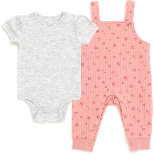 Disney Minnie Mouse Mickey Mouse Winnie the Pooh Baby Girls Bodysuit and Overall Outfit Set Newborn to Infant