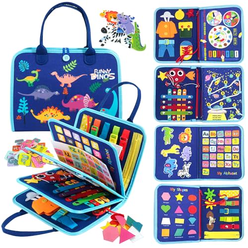 LYLIN Busy Board Montessori Toys for 1 2 3 4 Years Old, Toddler Busy Book Sensory Board, Preschool Learning Educational Activities Board, Travel Toys for Airplane Car Essentials, Gifts for Boys Girls