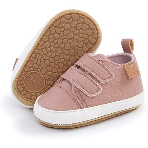 SOFMUO Baby Boys Girls High Top Ankle PU Leather Sneakers Soft Rubber Sole Infant Moccasins Newborn Oxford Loafers Anti-Slip Toddler Wedding Uniform Dress Shoes