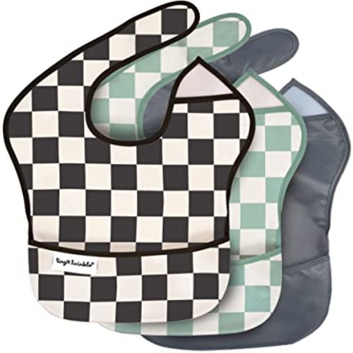Tiny Twinkle Mess-Proof Baby Bib - Waterproof Bib for Baby Boy or Girl - PFAS, PVC, BPA, Phthalate Free - Baby Food Bibs