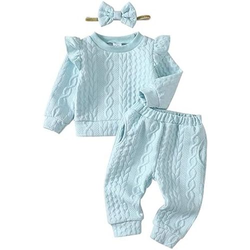 Mioglrie Toddler Baby Girl Clothes Fall Winter Sweatsuit Newborn Sweatshirt Sweat Pant Sets Outfits Infant Girls Clothing